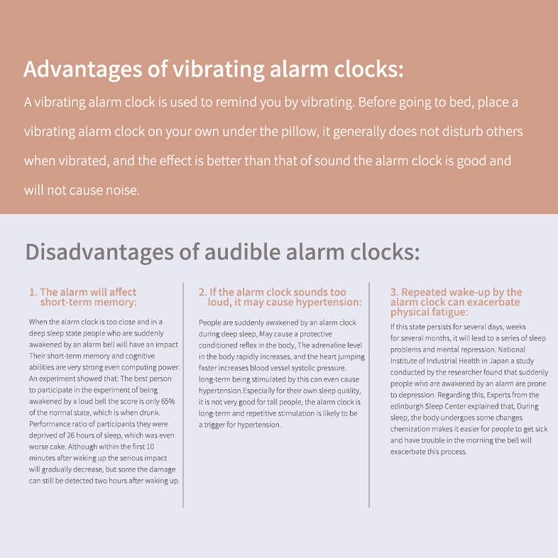 TS-BC670 Silent Vibration Alarm Clock Students Wake Up Strong Wake