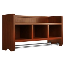 Alaterre Furniture Logan Bath Storage Shelf with Two Towel Rods, 25", Chestnut