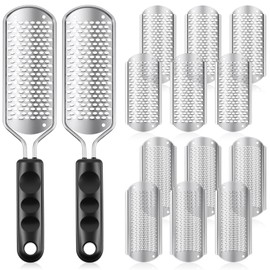 Moxweyeni 14 Pack Colossal Foot File Pedicure Tools Sets with 2 Styles Large and Small Hole Replacement Callus Remover Blades, Stainless Steel Detachable Pedicure Foot Rasp for Dead Skin Remover