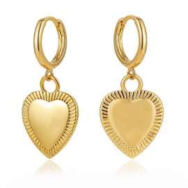UILZ 14K Gold Plated Heart Earrings Huggie Earrings Mini Hoop Earrings Sparkling Dainty Earrings Charm Dangling Jewelry for Women Gift