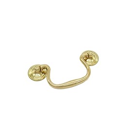 Plain Cast Brass Queen Ann, Colonial Swan Neck Cabinet Furniture Drawer Bail Pull – Made of Solid Brass – Excellent Replica of an Antique Original – 3” Center to Center Mounting Holes.