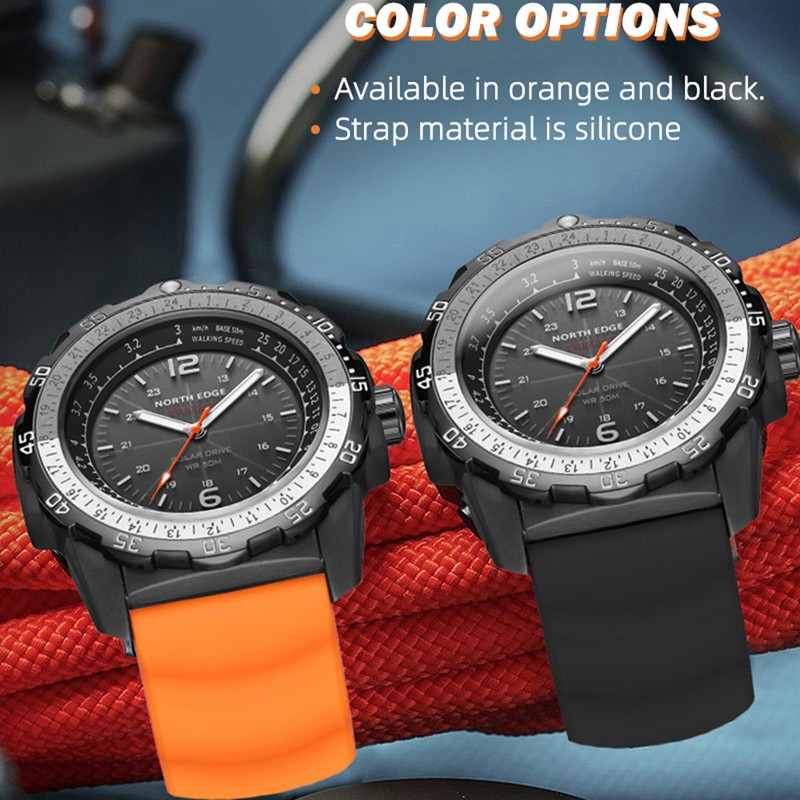 findtime Solar Powered Watches for Men 5ATM Waterproof Diving LED