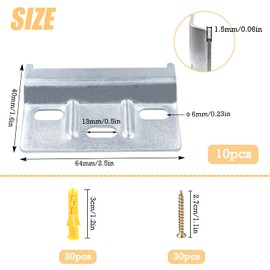 Support Plate Cabinet Hanger 60 mm Hanging Rail 10 Pieces Metal Galvanised Wall Mounting Cabinet Hanging Rail with Impact Dowels for Wall Cabinet Mounting Rail