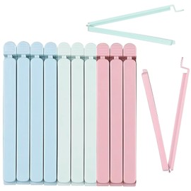 10 Pack Large Food Bag Clips, Clip Closure Bag, Sturdy Plastic Food Clips for Foods Storage, Reusable Colorful for Snack, Coffee, Home, Kitchen, Travel, Camping (Green+Blue+Pink)