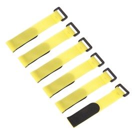 MECCANIXITY 6 Pcs Reusable Battery Tie Down Straps, 1"x8" Nylon Multipurpose Battery Hold Down Adjustable Cinch Strap Hook Loop Fastening Tie for Quadcopters FPV RC Drone Boat Car, Yellow