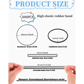 MYGLOAR Pack of 500 Rubber Bands, Colourful, Assorted Colours, Rubber Bands, Wide Household Rubber, Rubber Bands, Elastic Stretchy Rubber Bands for Home, Office, School (5 Colours)