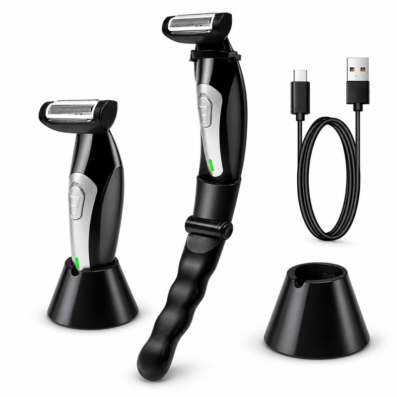Extendable Back Shaver for Men’s Body Grooming – Detachable Electric