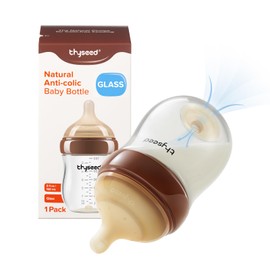 Thyseed Glass Natural Anti-Colic Baby Bottles | Newborn Breast Like Nursing Bottle for Breastfed Babies with Nipple(2-3 Months),5oz,1pack