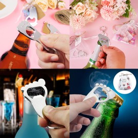Llaveros de Huella de Bebé, 24 Abrebotellas de Llaves para Baby Shower con Bolsa de Organza y Etiqueta, Abridor de Botellas de Decoración de Fiesta, Regalo de Baby Shower (Plata)