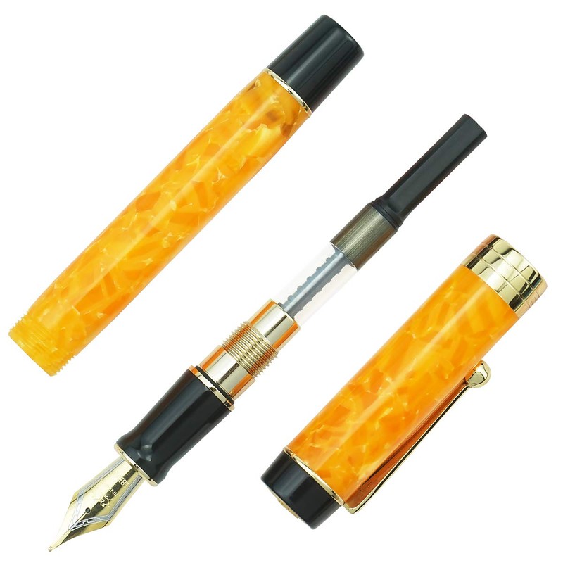 Jinhao 100 Classic Fountain Pen Orange Marble Celluloid Fine Point