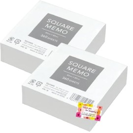 [Simple Block Type Notepad!] Square Memo White - Various Uses - Can Be Separated One by One, For Office Use, Meetings and Lectures, 360 Sheets (3.3 x 3.3 inches (8.5 x 8.5 cm), Set of 2