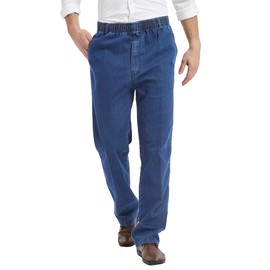 IDEALSANXUN Elastic Waist Jeans for Men Casual Loose Fit Denim Pants, Light Blue, 32x28