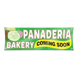 PANADERIA Bakery Coming Soon Banner (1ft X 3ft) Sign Colorful Vinyl Display Wall Poster Anuncio Tienda Conchas
