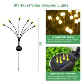 AAOVEFOX Solar Garden Lights Outdoor, 4Pack Firefly Garden Lights, Outdoor Decorations for Yard Patio Pathway, Gift for Mom