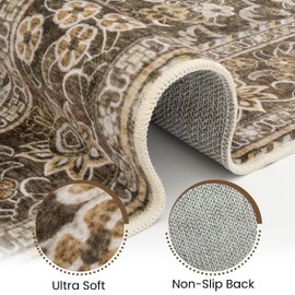 Washable Runner Rug 2.5x8 | Non Slip Rug Runners for Hallways, Entryways, Kitchens, Bathrooms, Bedrooms | Ultra-Soft Flannel Carpet Runners with Rubber Backing (Dark Sage, 2.5x8)