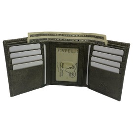 Genuine Leather Slim Classic Trifold Men Wallets RFID Blocking USA Series (55HU GREEN)