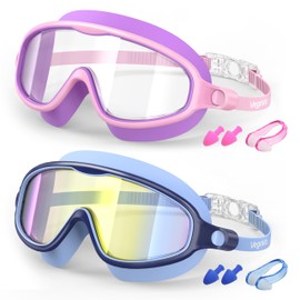 VegoVia 2 Pack Swim Goggles for Kids 6-14, Swimming Pool Goggles for Kids 8-14, Anti-Fog UV Protection for Toddler Youth Teens Boys Girls 6-14, 180°Wide View No Leaking for Pool Beach
