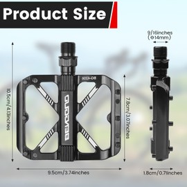9/16 Inch Aluminium Bicycle Pedals, Bicycle Platform Pedals, Mountain Bike Pedals, Road Bike Flat Pedals, Bicycle Pedals with Sealed Bearing Allen Wrench, Wide Platform Pedal for E-Bike
