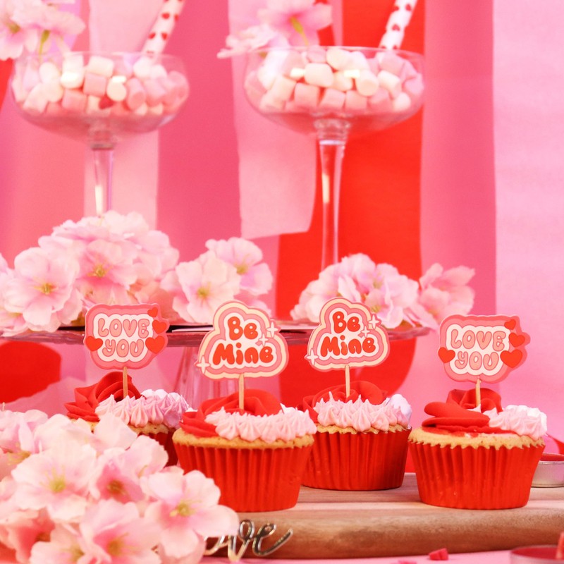 PME Valentines Cupcake Toppers - Retro Valentine (Pack of 24)