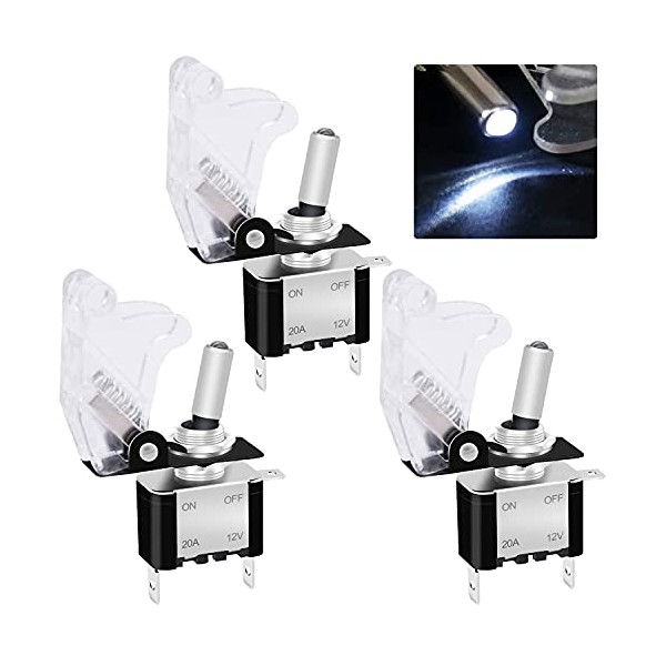 Twidec Twidec/3Pcs Rocker lighted Toggle Switch 12V 20A Heavy Duty