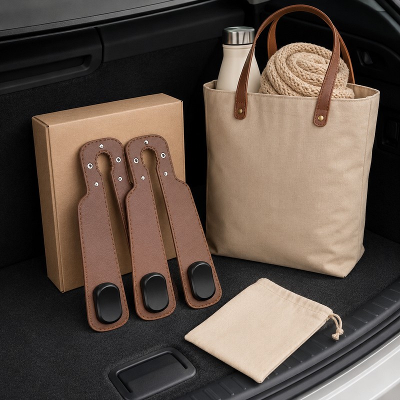 2-in-1 Car Headrest Hook for Bags – Compact Seat-Back Organizer