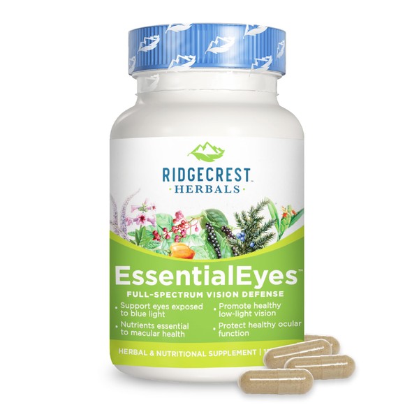Ridgecrest Herbals EssentialEyes, Natural Eye Vitamin Supplements, Contains Lutein, Zeaxanthin, Bilberry Extract, Supports Eye and Vision Health (120 Vegan Caps, 30 Serv)