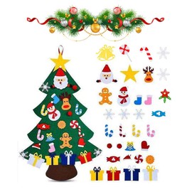Viilich Felt Christmas Tree, DIY Felt Christmas Tree for Children Toddlers with 33 Pieces Removable Ornaments 100 cm Christmas Trees, Front Door Wall Christmas Decorations