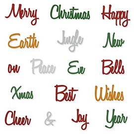 Happy New Year Words Metal Cutting Die for Card Making and Photo Album Decorations, Merry Christmas Letters Die Cut Holiday Celebration Dies Stencils Embossing Template for DIY Scrapbooking Craft
