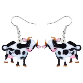 WEVENI Cow Acrylic Dangle Earrings Lovely Animal Jewelry for Women Girls Charm Gift, Acrylic, not known