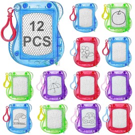 ailixinda 12PCS Mini Magnetic Drawing Board for Kids,Erasable Sketch and Writing Pad with Backpack Keychain Clip,4 Colors Mini Doodle Board Set for Boys Girls,Birthday Party Favor & Goodie Bag Filler