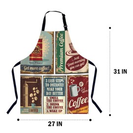 Xuwenz Vintage Coffee Apron Adjustable Neck Bib Apron for Men Women,Suitable for Kitchen Cooking Waitress Chef Apron
