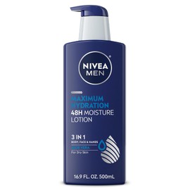 NIVEA Men Maximum Hydration Lotion for Dry Skin, 3 in 1 Body, Face and Hands Sea Minerals 16.9 Ounce