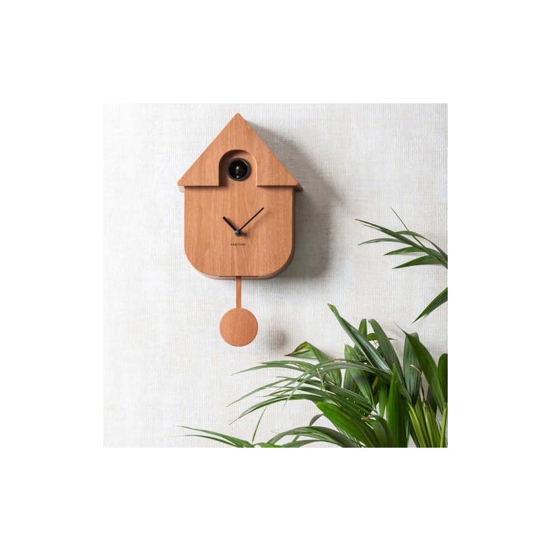 Karlsson Cuckoo Modern Wall Clock Dark Wood, Multicolored, 40 x