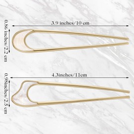 2PCS French Hair Pins Beige Metal French Twist Hair Pin Sticks Fork for Women and Girls, Vintage U Shaped Hairpin Elegant Hair Clips Styling Accessories for Updo Buns Chignons, Long and Thick Hair