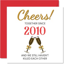 Funny 13th Anniversary Card for Husband and Wife - Together Since 2010 - 13th Wedding Anniversary Cards for Lover, I Love You Gifts 145mm Greeting Cards for Thirteenth Anniversary