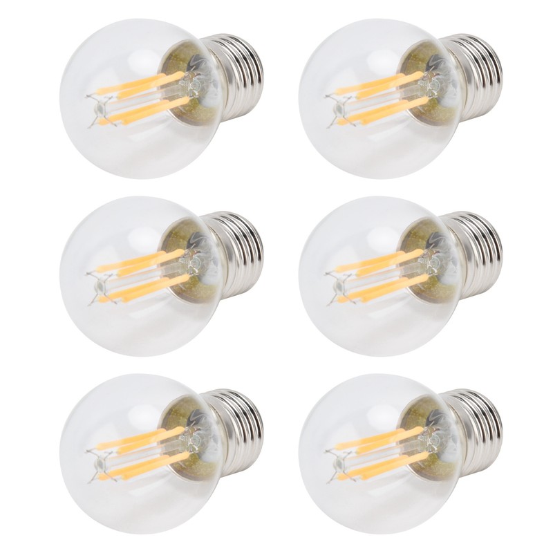6PCS G45 E27 LED Light Bulb Transparent Glass Bulb Vintage