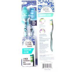 GuruNanda Basic Everyday Soft Toothbrush for Kids & Adults Tounge Cleaner 4 Pack