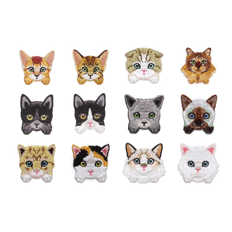 SSYSSY Embroidery Patch Iron-On Dual Purpose Type Cartoon Cat 2