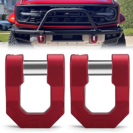 ADTOPI 3/4 inch D Ring Shackle, 68,000lbs Break Strength with 7/8’’ Screw Pin Heavy Duty Aluminum Towing Shackle Work with Tow Strap Winch Recovery for Truck Trailer UTV ATV RV SUV, Red (2 Pack)