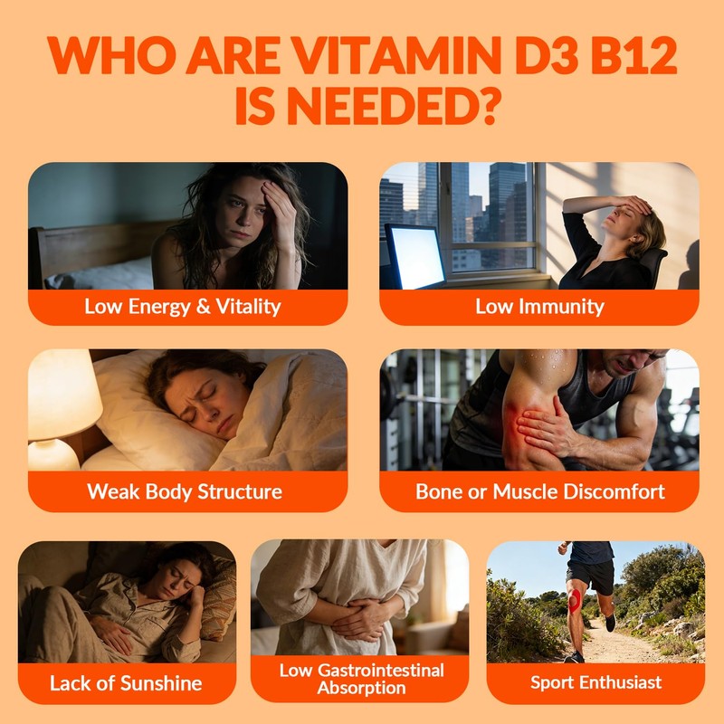 WEEVIT Vitamin D3 B12 Gummies, Vitamin D 10000IU & 500mcg
