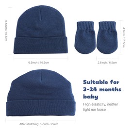DRESHOW Baby Beanie Hat Mitten Set Infant Toddler Kids Winter Warm Knit Hat with Gloves for 3 Months - 24 Months Girls Boys Children