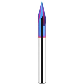 Broca de 30 grados en V de 1/4 pulgadas, fresa de extremo de chaflán CNC de carburo, broca de ranurado en V de 3 vueltas con nano revestimiento azul para grabado CNC de madera (extra largo)