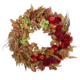 24" Fall Wreath for Front Door, Handmade with Faux Hydrangea Peony Camellia Wheat Pomegranate, Fall Front Door Decor, Fully Handmade, 2024 New