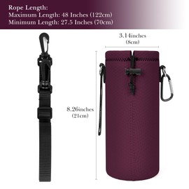 Linkidea Neoprene Water Bottle Carrier with Strap Compatible with YETI Rambler Bottle 18oz/26oz, Yonder 25oz, Insulated Waterbottle Sling Bag with Shoulder Strap, Wine Red