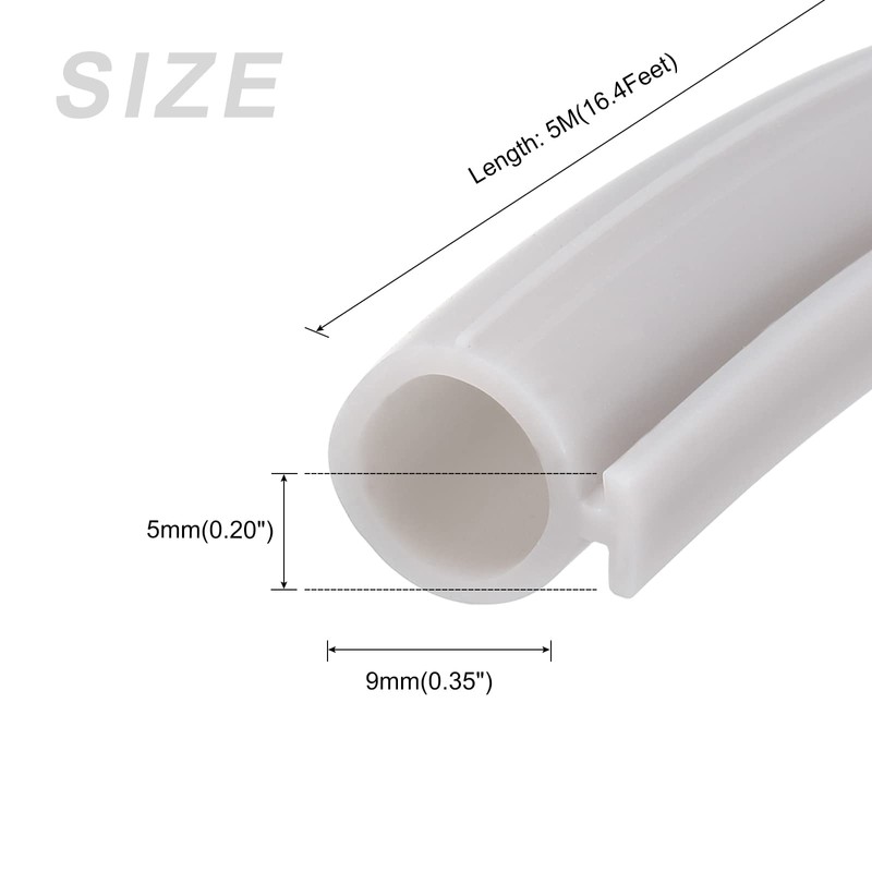 METALLIXITY Bulb Type Window Weatherstrip (9mmx5Meter) 1Pcs, Silicone T-Slot Mount