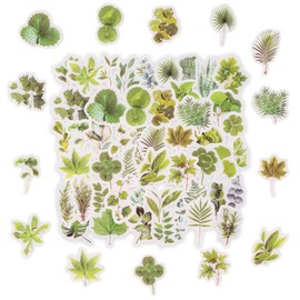 50PCS Green Leaves Mini Boxes Stickers,Green Leaves Theme Stickers for Scrapbooking, DIY Crafts, Laptops,Journal,Gifts for Kids Teens Girls Adults