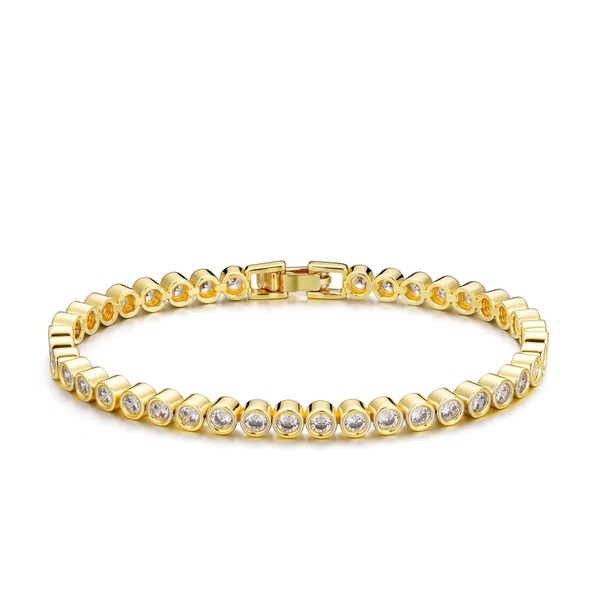 TINGN Silber Gold Tennis Armband Damen 14K Vergoldetes Cubic Zirconia