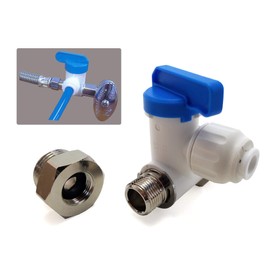 TOTOMO 3/8"OD Push Fit Angle Stop Adapter Valve - Fits both 3/8" & 1/2" Under Sink Cold Water Supply Diverter for RO Water Purifier System, Coffe Brewer, Ice Maker
