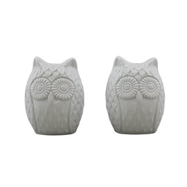 Retro Style Owl Shape Salt & Pepper Shaker Set Kitchen Dining Room Décor White Color Boxed Gift Set Cute Design