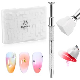 Beetles 150Pcs Soft Nail Sponges for Ombre, White Nail Sponge with Grabbing Pen, Blooming Nails Art Brushes, Gradient Manicure DIY Tools, Professional Accessories Supplies for Home and Salon Use